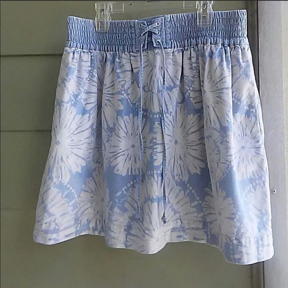 Vintage Fossil Denim Skirt Blu & White Floral S - Picture 1 of 2